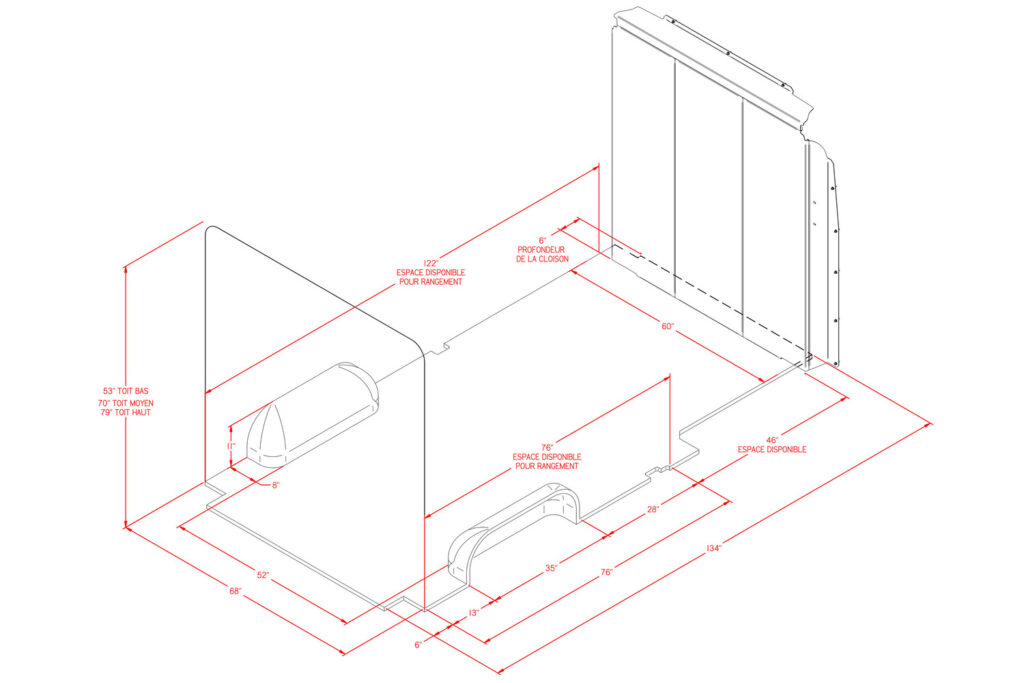 Ford Transit long 148" centre/centre des roues